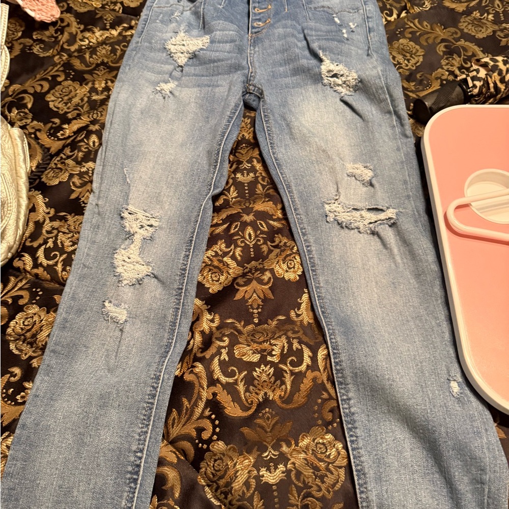 Women's Distressed Blue Jeans